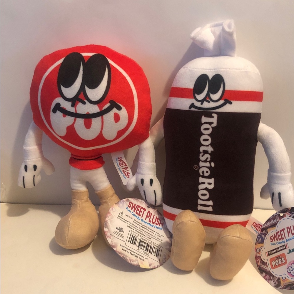 Tootsie Pop and Tootsie Roll stuffies